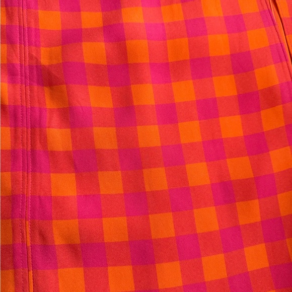 J. CREW Collection Invite Dress in Gingham Size 8 Vibrant Orange and Pink Midi - Picture 8 of 17